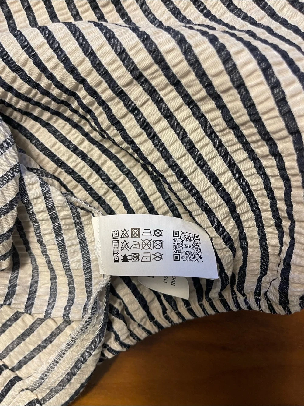Zara Black and White Striped Puff Sleeve Tie-Front Blouse